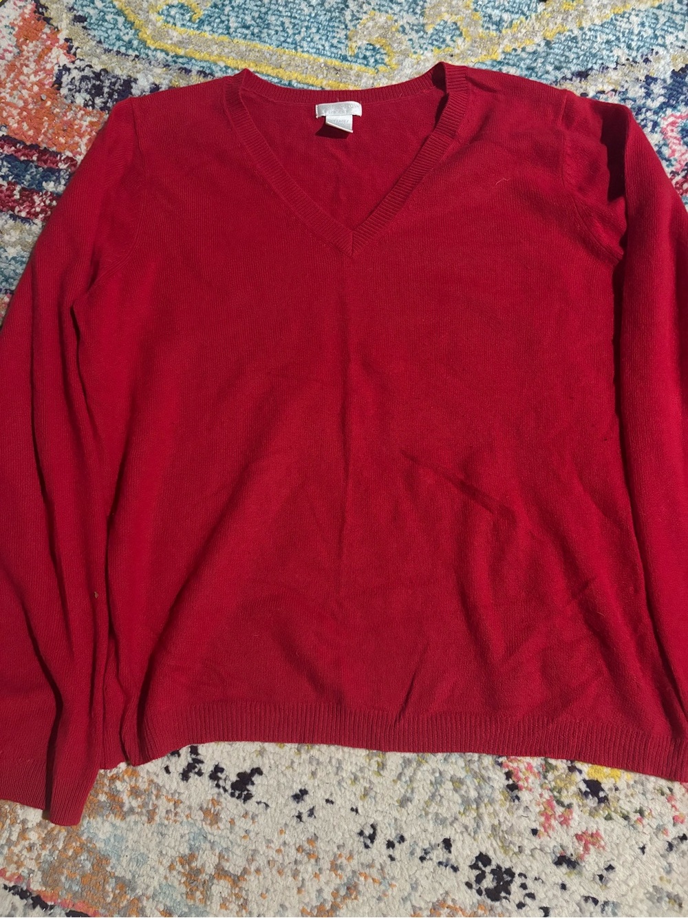 Worthington Red V-Neck Women's Cashmere Sweater